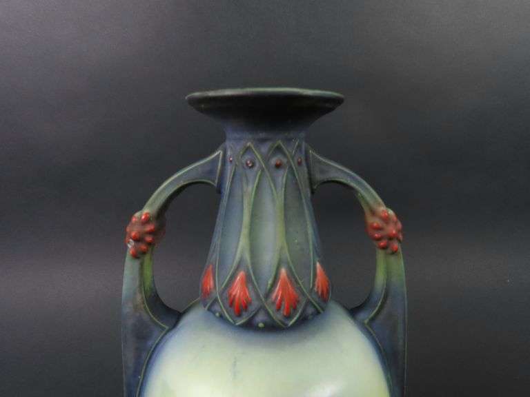 Antique Handpainted Double Handled Vase