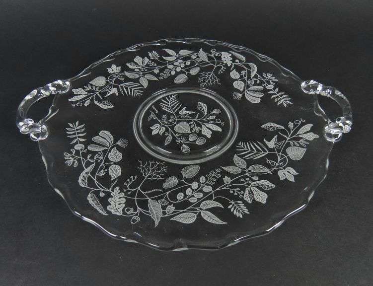 Vintage "Lacy Leaf" Double Handled Cake Plate by Fostoria