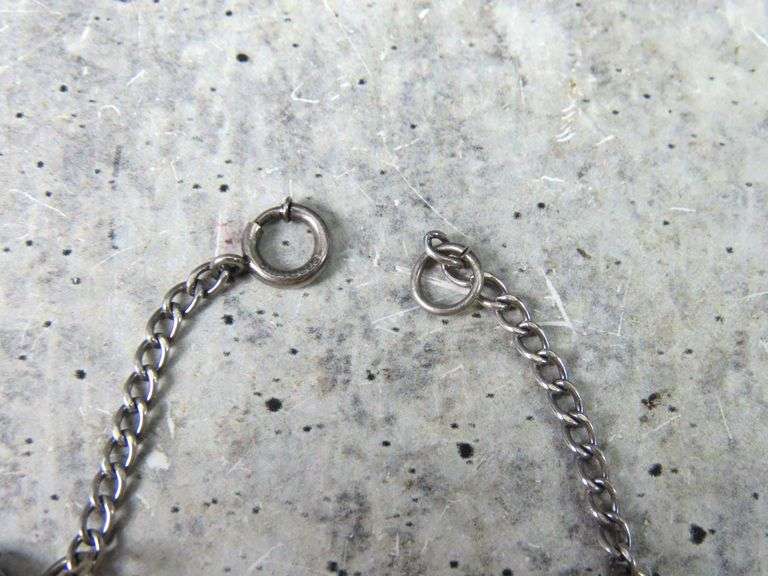 7" Sterling Silver Bracelet with Etched Heart Pendants - 8g