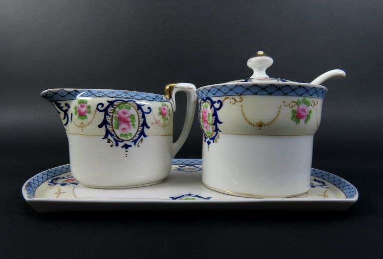 Noritake Handpainted Sugar & Creamer with Tray - Made in Japan