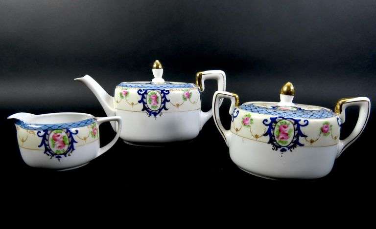 Noritake Tea Pot with Lidded Sugar & Creamer - Made in Japan