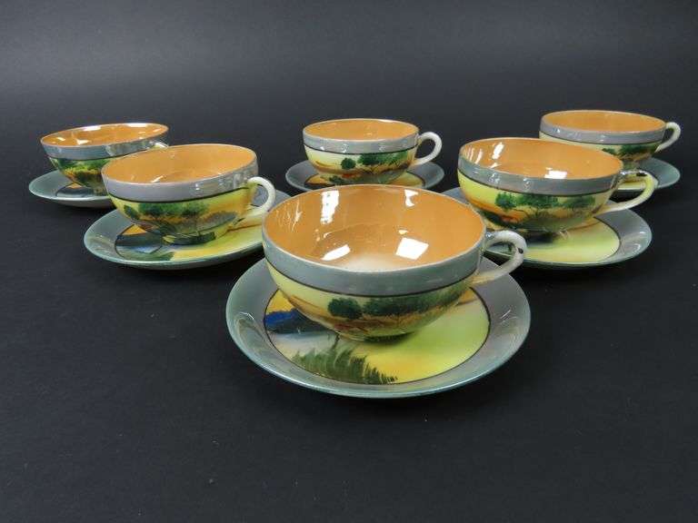 Lot of 6 Handpainted Japanese Cups & Saucers