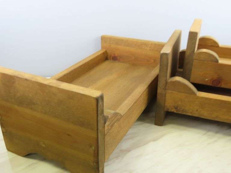 Lot of 3 Vintage Wooden Large Doll Beds