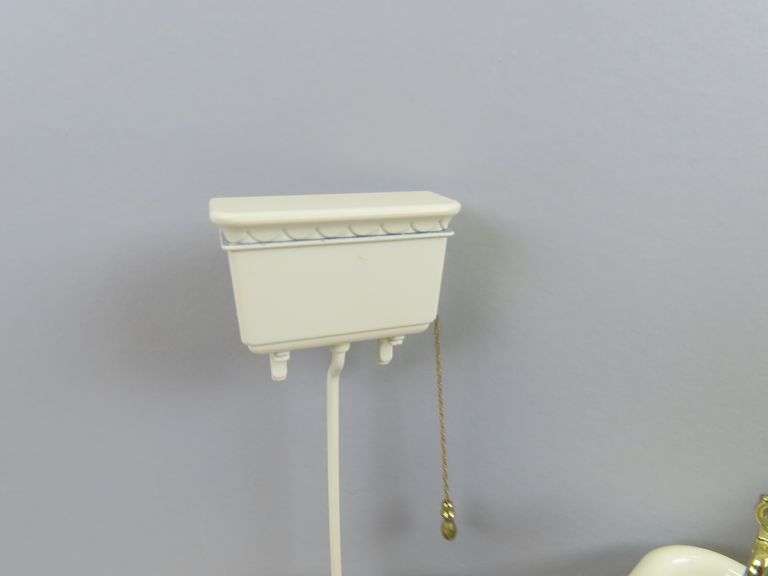 Lot of Enameled Cast Iron Doll House Bathroom Fixtures