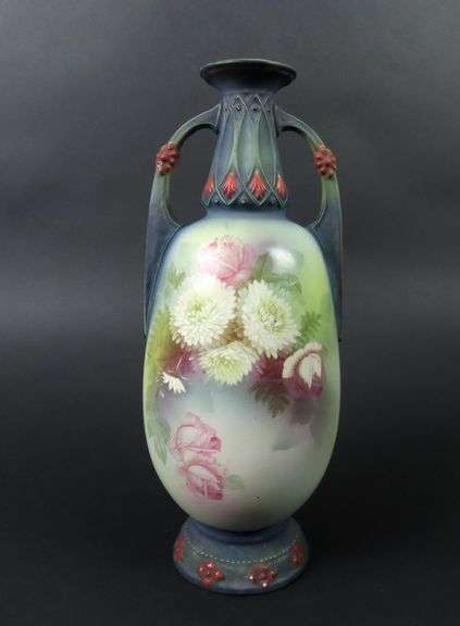 Antique Handpainted Double Handled Vase