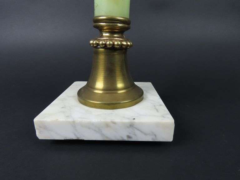 Antique Marble Base Oil Lamp with Beautiful Handpainted Shade