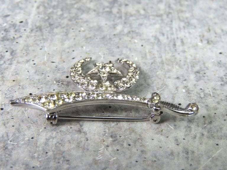 Order of the Eastern Star Rhinestone Brooch