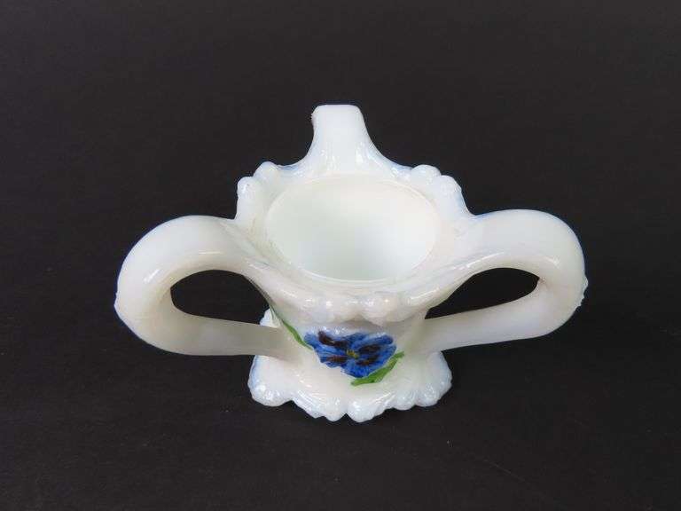 Victorian Painted Milk Glass Toothpick Holder