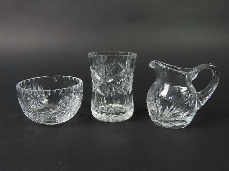 3 Pieces of Vintage Cut Crystal Serving Pieces
