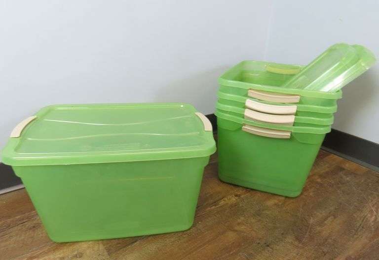 Lot of 5 Small Rubbermaid Storage Totes