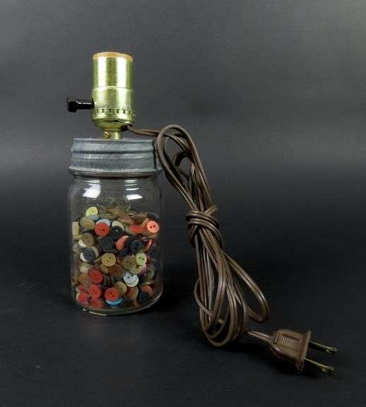 Handcrafted Jar of Buttons Lamp