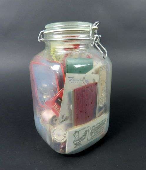 Large Lidded Jar of Vintage Sewing Notions