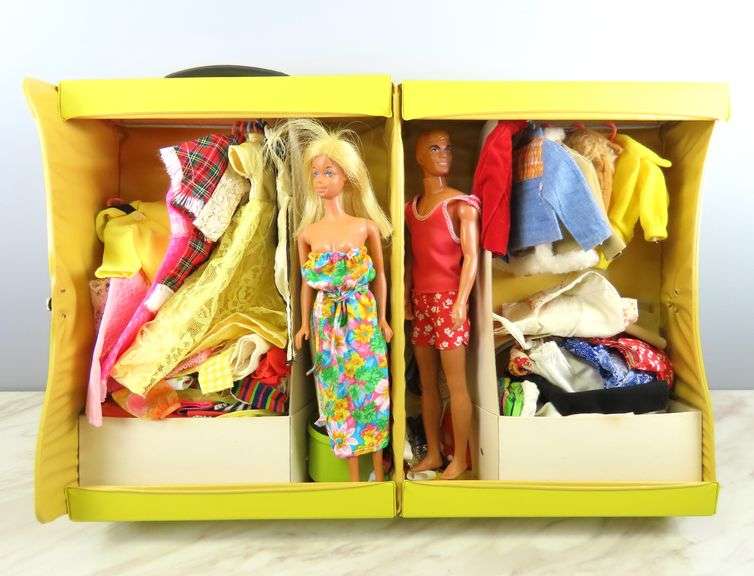 Barbie, Ken and Tons of Clothes in Vintage Fashion Doll Trunk