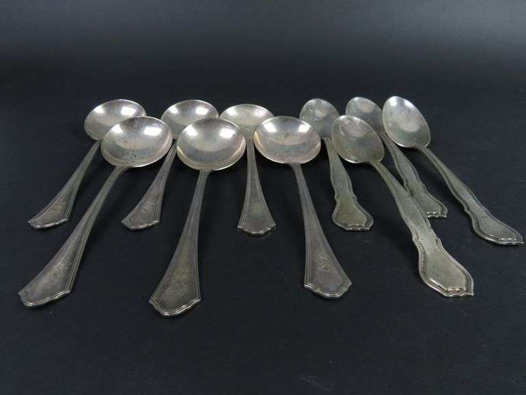 Mixed Lot of 10 Sterling Silver Spoons - 364g