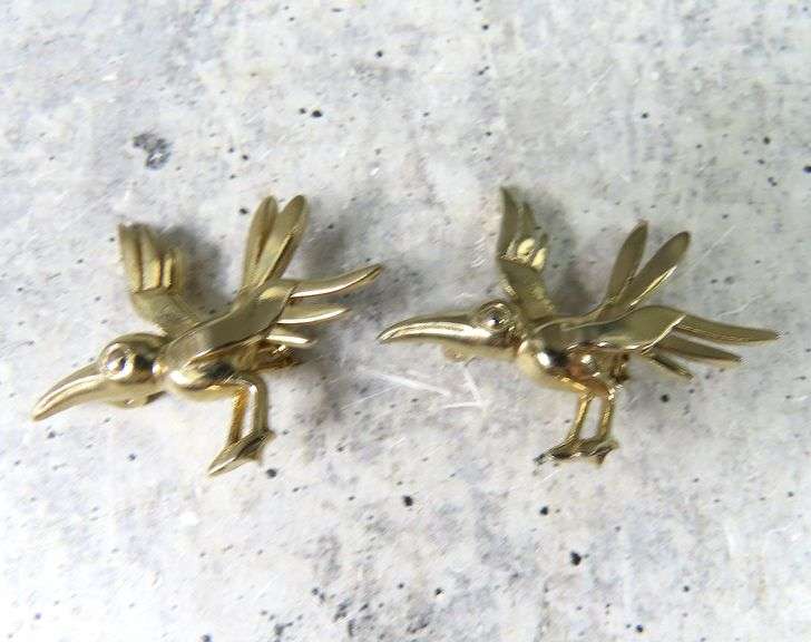 Pair of Small Flying Bird Brooches