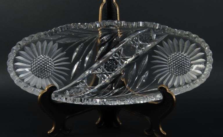 Cut Glass Rectangle Relish Dish