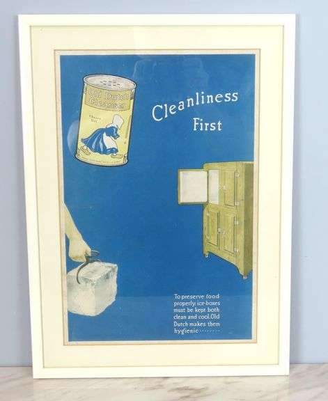 Vintage Framed Old Dutch Cleaner Advertisement