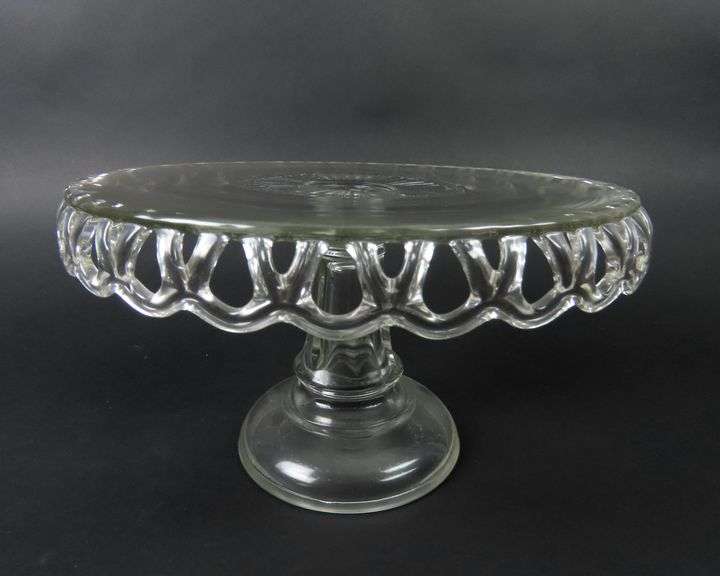 Vintage "Crocheted Crystal" Pedestal Cake Plate / Stand