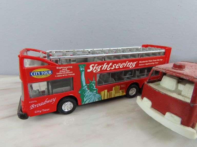 Tootsie Toy Fire Truck & Double Decker Bus