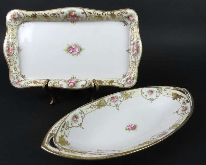 Lot of 2 Handpainted Nippon Serving Dishes - Made in Japan