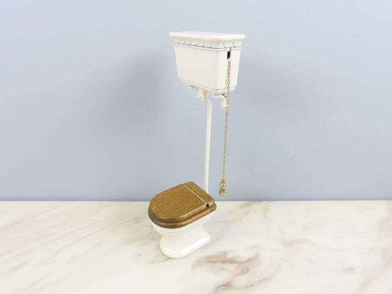 Lot of Enameled Cast Iron Doll House Bathroom Fixtures