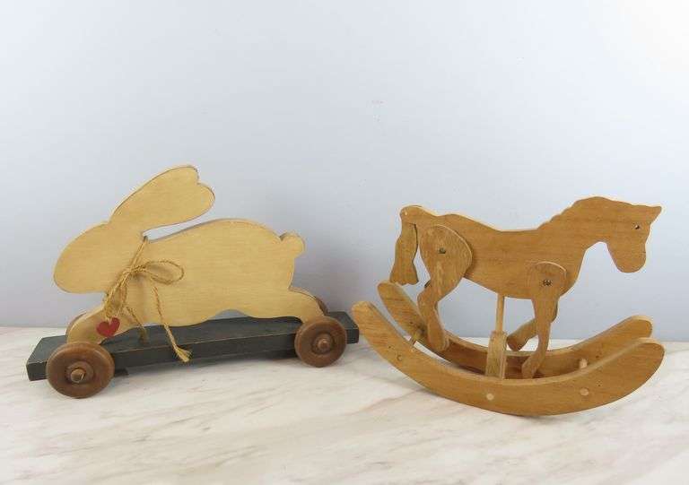 Wooden Rocking Horse & Rabbit Pull Toy