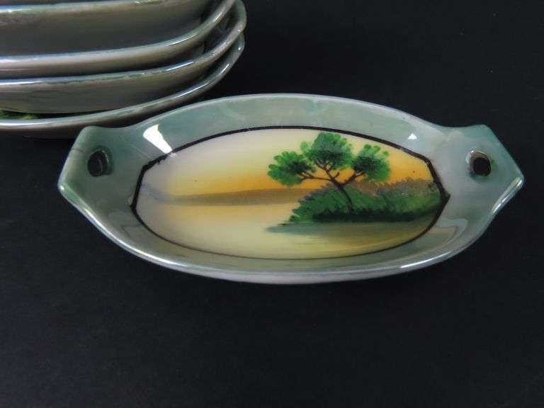 Lot of 6 Small Handpainted Japanese Condiment Dishes