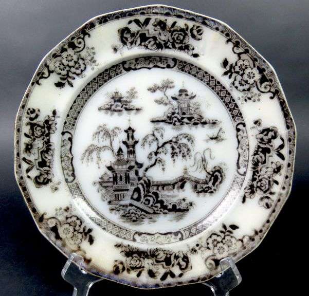 Antique "Pelew Black" Transferware Plate by Edward Challinor Circa: 1842-1867