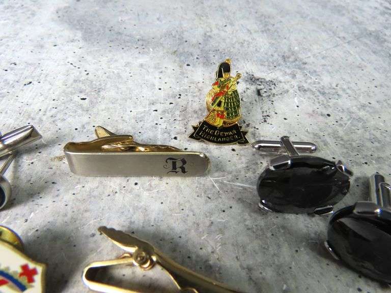 Big Lot of Men's Jewelry with Cufflinks, Pins and Tie Clips