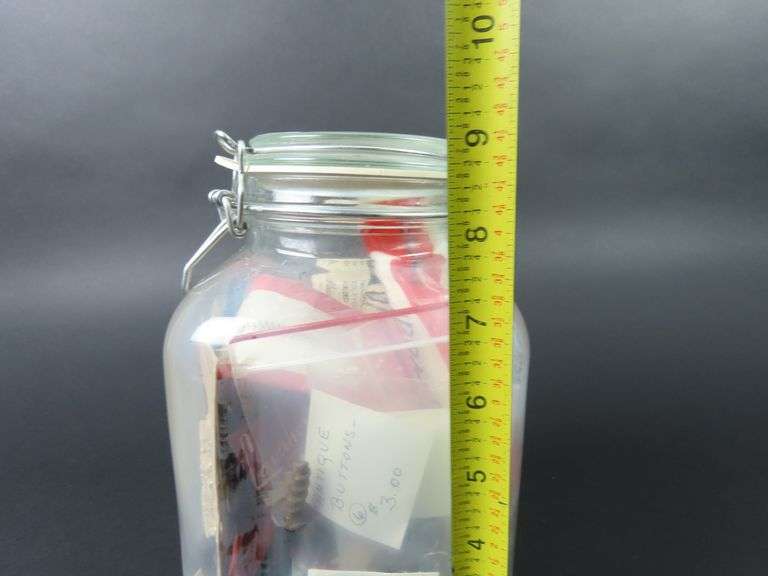 Large Lidded Jar of Vintage Sewing Notions