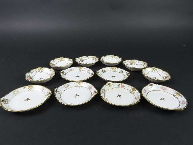 Mixed Lot of 12 Handpainted Nippon Butter Pats