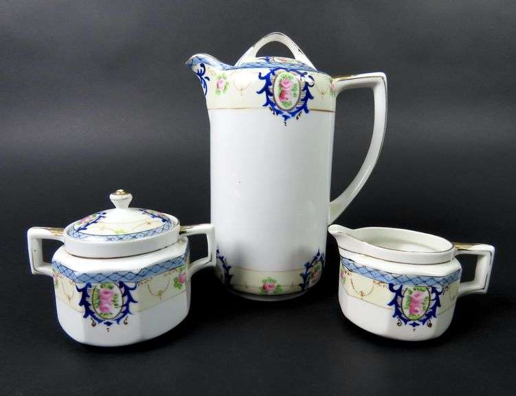 Antique Noritake Chocolate Pot with Creamer & Lidded Sugar