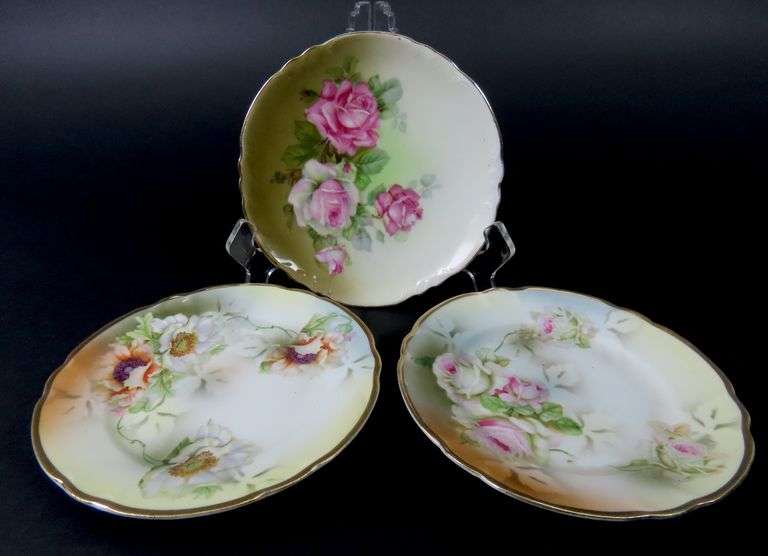 Mixed Lot of 3 Antique Floral 6" Plates