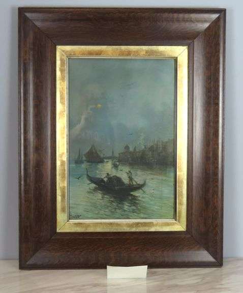 Antique Framed Painting Signed Hugo