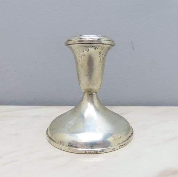 Single Empire Sterling Silver Weighted Low Candlestick
