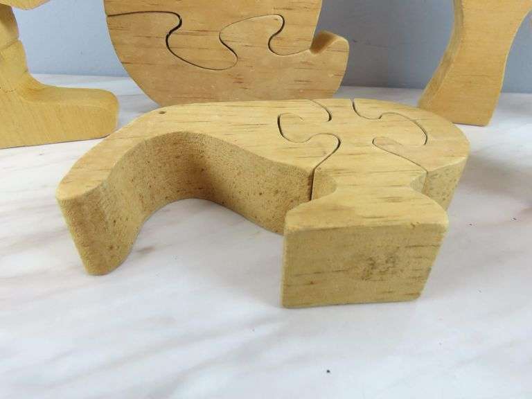 Lot of 5 Wooden Animal Puzzle Toys