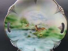 Handpainted Victorian Double Handled Bavarian Plate