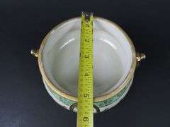 Antique Hand Decorated LeMleux China Jardinière with 24K Gold