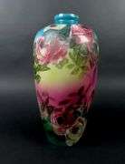 Antique Tall Handpainted Bristol Glass Vase