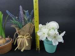 Grouping of Small Faux Potted Flower Arrangements