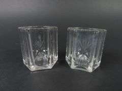 Lot of 2 Etched Crystal Toothpick Holders