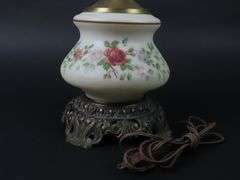 Antique Electrified Oil Lamp with Shade & Chimney
