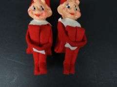 Lot of 2 Vintage Felt Knee Hugger Christmas Figures