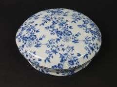 Evum Eternal Rose Collection Round Blue & White Trinket Box