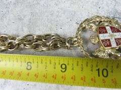 18" Necklace with Gold Tone Heraldic Crest Large Pendant