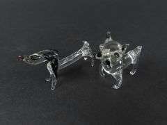 2 Tiny Glass Dog Figures