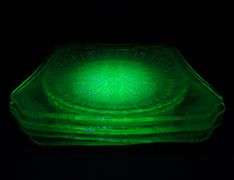 Lot of 5 Jeanette Glass "Adam" Square Uranium Dinner Plates