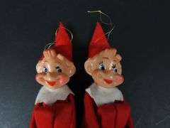 Lot of 2 Vintage Felt Knee Hugger Christmas Figures