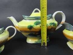 Handpainted Japanese Teapot with Creamer & Lidded Sugar Dish