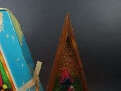 1964 Illuminated Cathedral Window Décor with Ceramic Nativity - Made in British Hong Kong